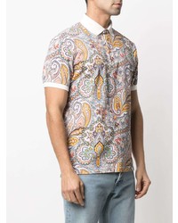 Мужская разноцветная футболка-поло с "огурцами" от Etro