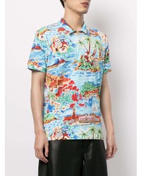 Мужская разноцветная футболка-поло с принтом от Moschino