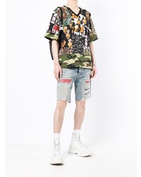 Мужская разноцветная футболка с v-образным вырезом с принтом от Dolce & Gabbana