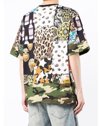 Мужская разноцветная футболка с v-образным вырезом с принтом от Dolce & Gabbana