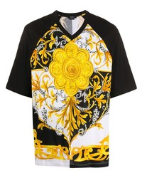 Мужская разноцветная футболка с v-образным вырезом с принтом от Versace