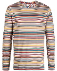 Мужская разноцветная футболка с длинным рукавом в горизонтальную полоску от Paul Smith
