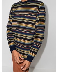 Мужская разноцветная футболка с длинным рукавом в горизонтальную полоску от Beams Plus