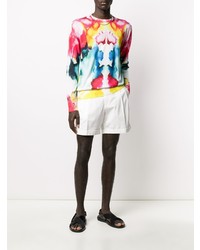 Мужская разноцветная футболка с длинным рукавом с принтом тай-дай от Alexander McQueen
