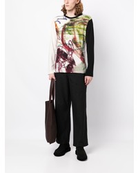 Мужская разноцветная футболка с длинным рукавом с принтом от Yohji Yamamoto