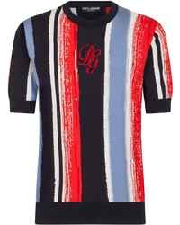 Мужская разноцветная футболка с круглым вырезом в вертикальную полоску от Dolce & Gabbana