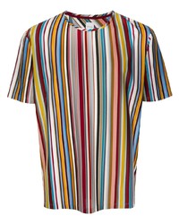 Мужская разноцветная футболка с круглым вырезом в вертикальную полоску от Paul Smith