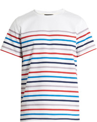 Разноцветная футболка с круглым вырезом в горизонтальную полоску