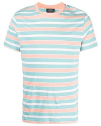 Мужская разноцветная футболка с круглым вырезом в горизонтальную полоску от A.P.C.