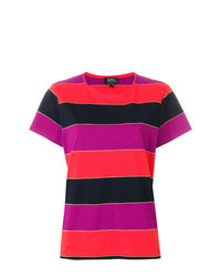 Женская разноцветная футболка с круглым вырезом в горизонтальную полоску от A.P.C.