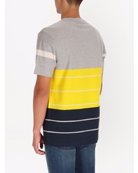 Мужская разноцветная футболка с круглым вырезом в горизонтальную полоску от BOSS HUGO BOSS