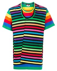 Мужская разноцветная футболка с круглым вырезом в горизонтальную полоску от Comme Des Garcons Homme Plus