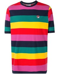 Мужская разноцветная футболка с круглым вырезом в горизонтальную полоску от Fila