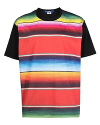 Мужская разноцветная футболка с круглым вырезом в горизонтальную полоску от Junya Watanabe MAN
