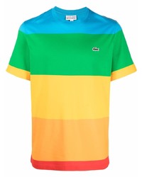 Мужская разноцветная футболка с круглым вырезом в горизонтальную полоску от Lacoste