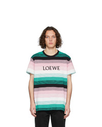 Мужская разноцветная футболка с круглым вырезом в горизонтальную полоску от Loewe