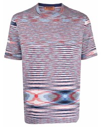 Мужская разноцветная футболка с круглым вырезом в горизонтальную полоску от Missoni
