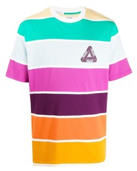 Мужская разноцветная футболка с круглым вырезом в горизонтальную полоску от Palace