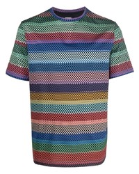 Мужская разноцветная футболка с круглым вырезом в горизонтальную полоску от Paul Smith