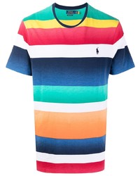 Мужская разноцветная футболка с круглым вырезом в горизонтальную полоску от Polo Ralph Lauren