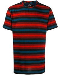 Мужская разноцветная футболка с круглым вырезом в горизонтальную полоску от PS Paul Smith