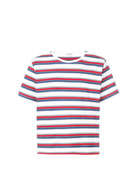 Мужская разноцветная футболка с круглым вырезом в горизонтальную полоску от Saint Laurent