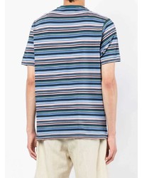 Мужская разноцветная футболка с круглым вырезом в горизонтальную полоску от PS Paul Smith