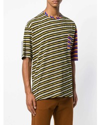 Мужская разноцветная футболка с круглым вырезом в горизонтальную полоску от Marni