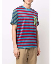 Мужская разноцветная футболка с круглым вырезом в горизонтальную полоску от Paul Smith
