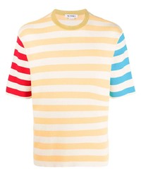 Мужская разноцветная футболка с круглым вырезом в горизонтальную полоску от Sunnei