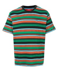 Мужская разноцветная футболка с круглым вырезом в горизонтальную полоску от Supreme