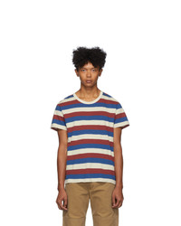 Мужская разноцветная футболка с круглым вырезом в горизонтальную полоску от VISVIM