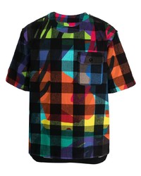 Мужская разноцветная футболка с круглым вырезом в клетку от Sacai