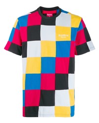 Разноцветная футболка с круглым вырезом в стиле пэчворк