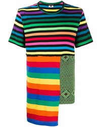 Мужская разноцветная футболка с круглым вырезом в стиле пэчворк от Comme Des Garcons Homme Plus