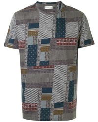 Мужская разноцветная футболка с круглым вырезом в стиле пэчворк от Etro