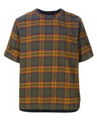 Мужская разноцветная футболка с круглым вырезом в шотландскую клетку от Sacai