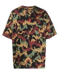 Мужская разноцветная футболка с круглым вырезом с камуфляжным принтом от 424