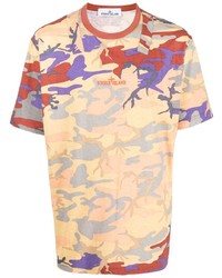 Мужская разноцветная футболка с круглым вырезом с камуфляжным принтом от Stone Island