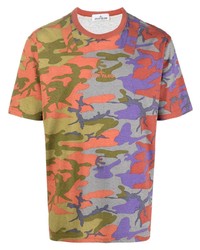 Мужская разноцветная футболка с круглым вырезом с камуфляжным принтом от Stone Island