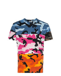 Мужская разноцветная футболка с круглым вырезом с камуфляжным принтом от Valentino