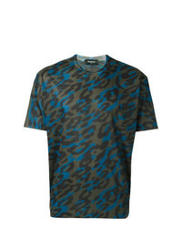 Разноцветная футболка с круглым вырезом с леопардовым принтом