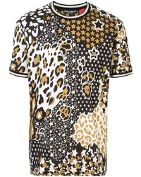 Мужская разноцветная футболка с круглым вырезом с леопардовым принтом от Dolce & Gabbana