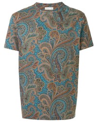 Мужская разноцветная футболка с круглым вырезом с "огурцами" от Etro