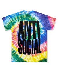 Мужская разноцветная футболка с круглым вырезом с принтом тай-дай от Anti Social Social Club