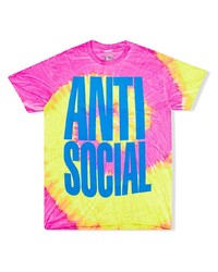 Мужская разноцветная футболка с круглым вырезом с принтом тай-дай от Anti Social Social Club