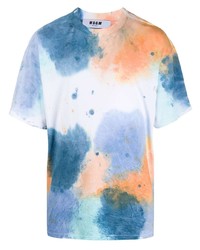 Мужская разноцветная футболка с круглым вырезом с принтом тай-дай от MSGM