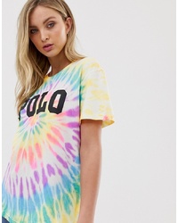 Женская разноцветная футболка с круглым вырезом с принтом тай-дай от Polo Ralph Lauren