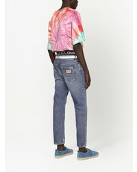 Мужская разноцветная футболка с круглым вырезом с принтом тай-дай от Dolce & Gabbana