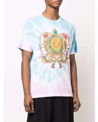 Мужская разноцветная футболка с круглым вырезом с принтом тай-дай от VERSACE JEANS COUTURE